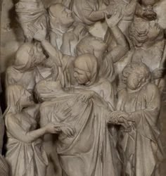 Detalj av korsfästelsen, på predikstolen i SantAndrea-kyrkan, ca 1298-1301 marmor.